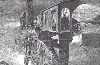 Železniční strojvedoucí, konec 19. století (dřevoryt) od Unknown artist