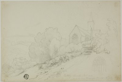 Rattery Church, East End a nový Vicarage House od Unknown artist