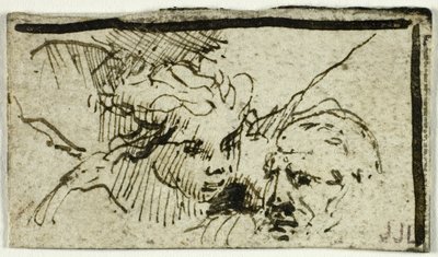 Rembrandtovo Obětování Izáka - hlavy Abraháma a anděla od Unknown artist