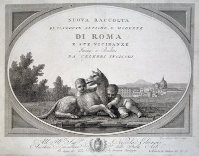 Remus a Romulus (romolo remo lupa) a vlk - ve „“ Sbírce pohledů na Řím““ od Unknown artist