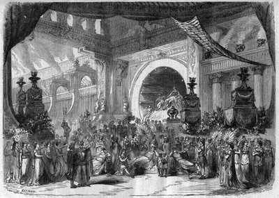 Znázornění opery: dějství III, druhý obraz „“Faust““ od Charlese Gounoda (1818-1893) – rytina v „“Le Journal Illustré““ od Unknown artist