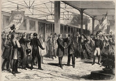 Revoluce ze září 1868 ve Španělsku (Gloriosa): přichází ze Salustiana Olozagy (1805-1873) v Madridu. Gravírování v „“L
