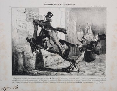 Pravidla Jockey Club de Paris: Každý člen Jockey Clubu musí mít žokeje a koně... od Unknown artist