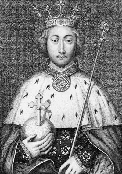 Richard II. (1367 až 1400) anglický král. Rytina 18. století od Unknown artist