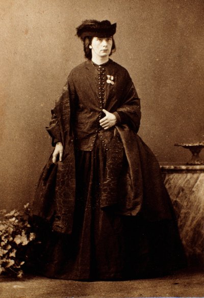 Risorgimento: “” Portrét anglické spisovatelky Jessie White Mario (1832-1906), zdravotní sestry během tažení Giuseppe Garibaldiho manželky italského patriota Alberta Maria”” Fotografie. Soukromá sbírka od Unknown artist