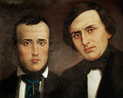 Risorgimento: portrét bratrů Attilio Bandiera (1810-1844) a Emilio Bandiera (1819-1844). Anonymní malování. Řím 19. století, historický institut Risorgimento od Unknown artist