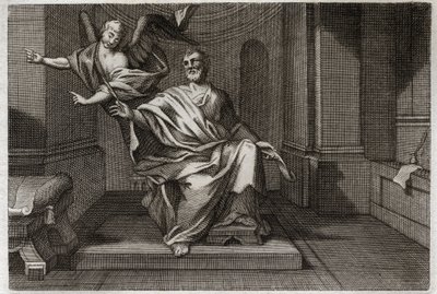 Royaumontská Bible, Nový zákon: Evangelista svatý Matouš s andělem. Ilustrace z roku 1811. od Unknown artist