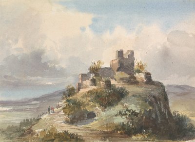 Ruiny na vrcholu kopce od Unknown artist