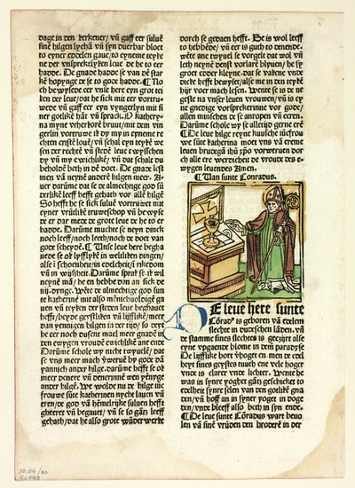 Svatý Konrád z knihy Der Heiligen Leben, Winterteil (Životy svatých, zimní čas), deska 40 z dřevorytů z knih 15. století od Unknown artist