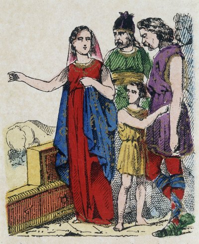Sainte Genevieve (422-502), patronka Paříže, odrazovala Pařížany od opuštění svého města, které v roce 451 ohrožoval král Hunů Attila. od Unknown artist