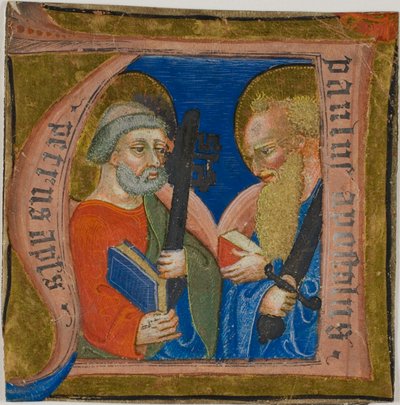 Svatí Petr a Pavel v historizující iniciále "N" ze sborníku od Unknown artist