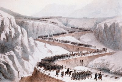 Druhá italská válka za nezávislost: průchod Moncenisio francouzskou armádou dne 29. dubna 1859 (Tisk) od Unknown artist