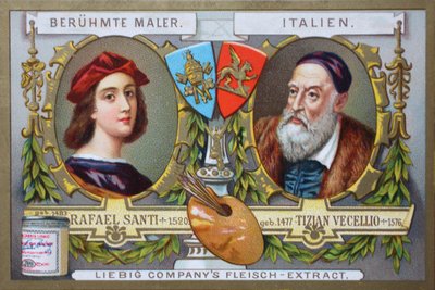 Série obrazů slavných malířů, Rafaela Santiho a Tiziana Vecellia, Itálie od Unknown artist