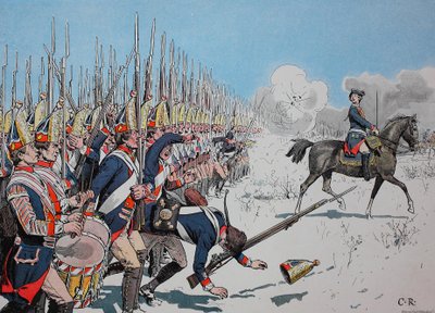 Sedmiletá válka, mezi 1756 a 1763, bitva u Leuthenu, 4. prosince 1757, pruská vojska od Unknown artist