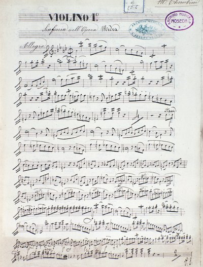 Noty pro první housle Medea, opera Luigi Cherubini od Unknown artist