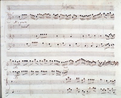 Stránka s notami pro Korunovaci Dariuse od Giuseppe Aldrovandiniho (1703) od Unknown artist