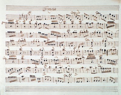 Notová stránka pro první housle v úvodu Mithridate, King of Pont, opera Mozart (1770) od Unknown artist