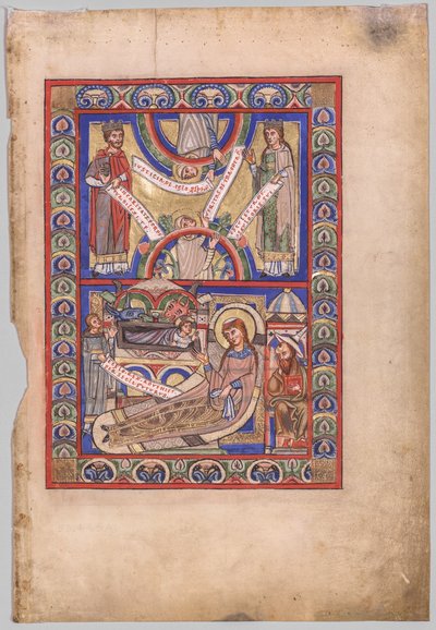 Jeden list vyříznutý z knihy evangelia: Narození Páně (recto) od Unknown artist