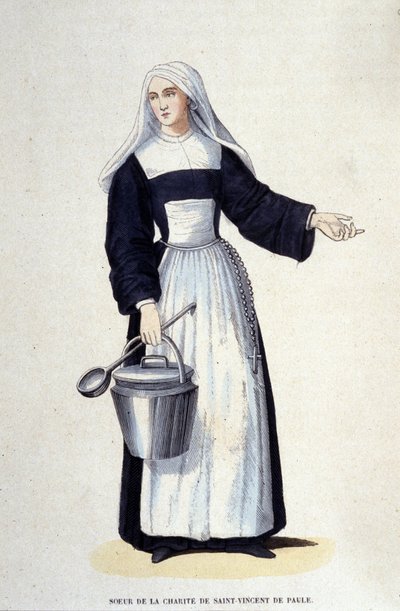 Sestra Charity svatého Vincenta de Paul. Rytina z alba o řeholních řádech, Paříž od Unknown artist