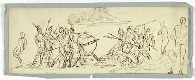 Sketch of Battle Scene (recto); Fregata (na druhou stranu) od Unknown artist