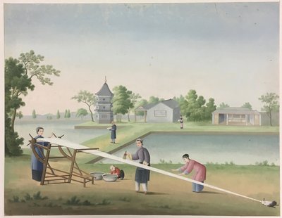Spřádání látek, Příprava čajových lístků, Příprava hedvábí od Unknown artist