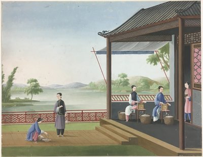 Spřádání látek, Příprava čajových lístků, Příprava hedvábí od Unknown artist
