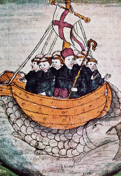 St Brendan na velrybě, miniatura z německého překladu od Unknown artist