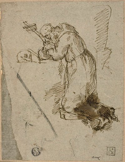 Svatý František z Assisi v modlitbě od Unknown artist