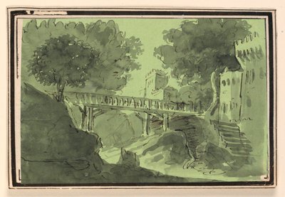 Scéna, most přes vodu od Unknown artist