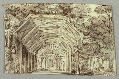 Scéna, zahradní pavilon od Unknown artist