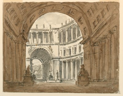 Scéna, palácový dvůr od Unknown artist