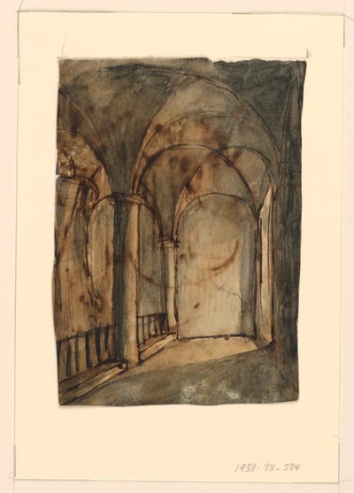 Scéna, interiér klenutého kostela od Unknown artist