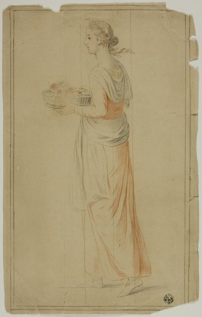 Stojící dívka drží košík od Unknown artist