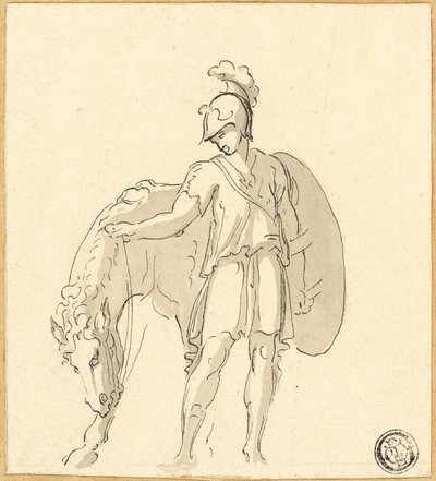 Stojící bojovník a kůň od Unknown artist