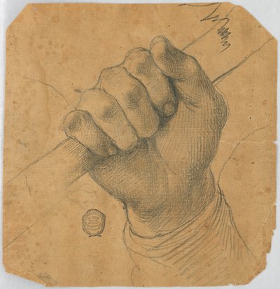 Studie: Mužská ruka držící hůl od Unknown artist