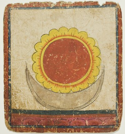 Slunce, Měsíc a Lotos na Lotosovém trůnu, ze sady iniciačních karet (Tsakali) od Unknown artist