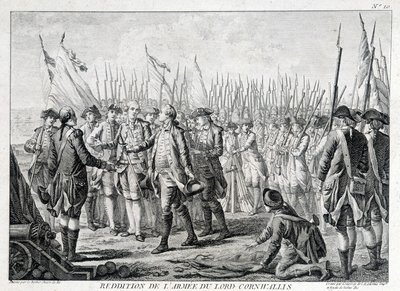 Vzdání se britské armády lorda Cornwallise (1738 - 1805) Americe dne 19. října 1781. od Unknown artist