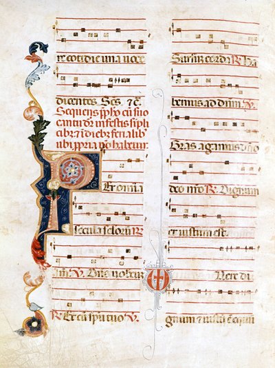 Sursum Corda, příklad notace ze 14. století („P“). od Unknown artist