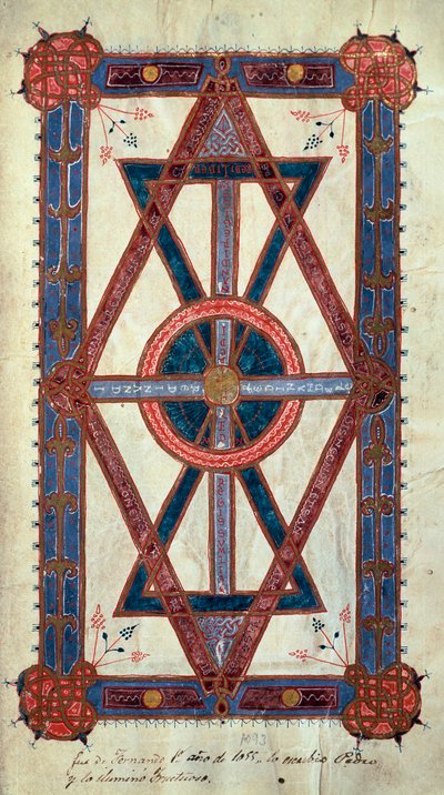 Symbolické znázornění Krista: „Jsem Alfa a Omega, první a poslední“ Stránka převzata z „“ Knihy hodin Ferdinanda I. (Fernando I de Leon y Castilla od Unknown artist