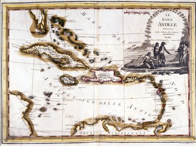 Karibské souostroví, založené na atlasu z roku 1798. od Unknown artist