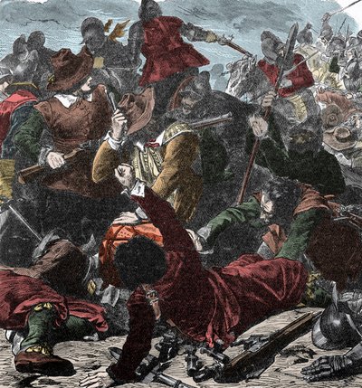 Francouzi se zmocnili Milána - Sídlo Milána 1499 - Barevná rytina od Unknown artist