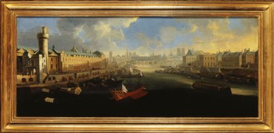 Velká galerie Louvru s Porte Neuve, Pont-Neuf, Cité, rozestavěnou Collège des Quatres-Nations a Quai Malaquais, asi 1665, mezi lety 1665 a 1670 (olej na plátně) od Unknown artist