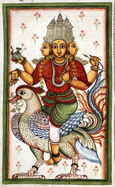 Hinduistické božstvo Brahma Page převzato z rukopisu (ms.8300) „Historie Mogol““ (Moghul nebo Moghol) od Stefana Nivibuse Cardeiry. 18. století. Bibloteca marciana, Benátky od Unknown artist