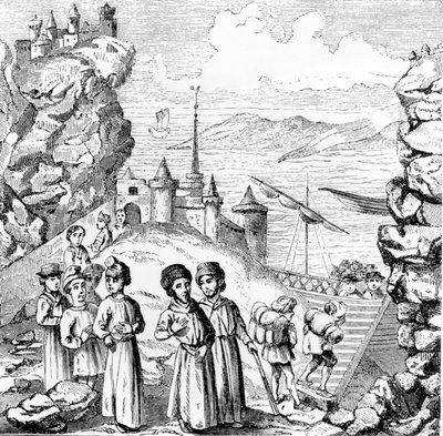 Židé lovili ze Španělska. Reprodukce rytiny z počátku 17. století. od Unknown artist