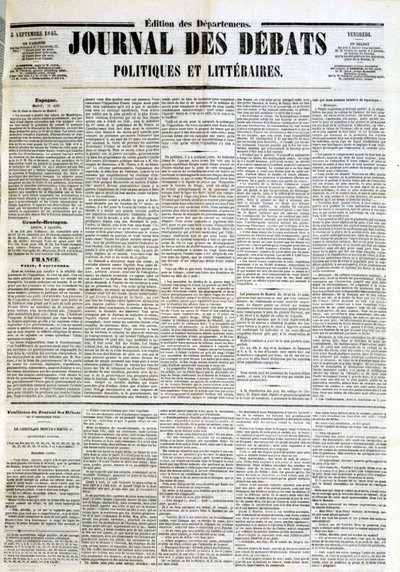 Věstník rozprav z 5.9.1845 od Unknown artist