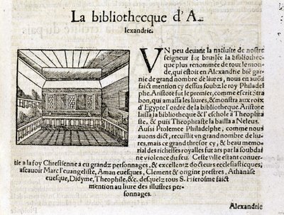 Alexandrijská knihovna - v "" Universal Cosmography "" od Unknown artist