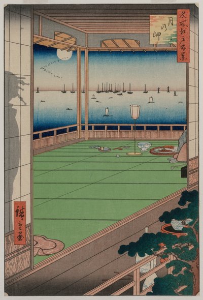 The Moon-Viewing Promontory, ze série Sto pohledů na známá místa v Edu od Unknown artist