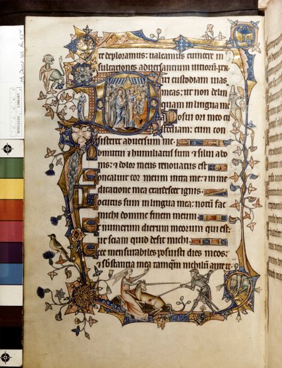 Dub a jednorožec, ilustrace z "Ormesby Psalter od Unknown artist