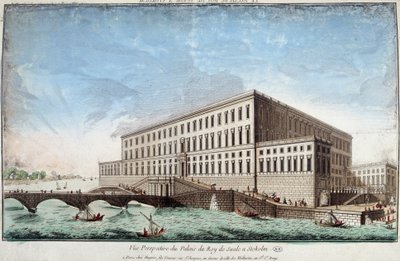Palác krále Švédska ve Stockholmu - rytina od Unknown artist