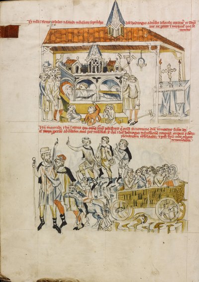 Nemocní, malomocní a chromí se modlí u hrobu svaté Hedviky; lidé přicházející navštívit hrob svaté Hedviky od Unknown artist
